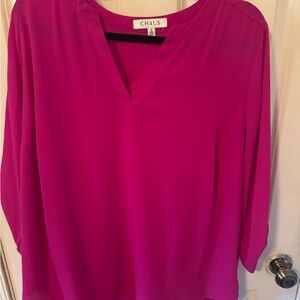 Chaus Women's Bright Fuchsia V-Neck Tunic Top